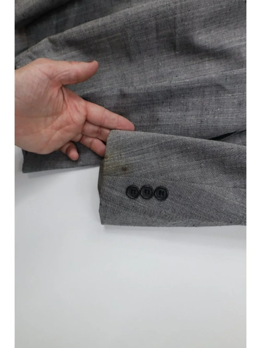 Vintage 70s 80s Mens 44L 2 Piece Atomic Fleck Suit Wedding Wide Leg 36x31 Gray